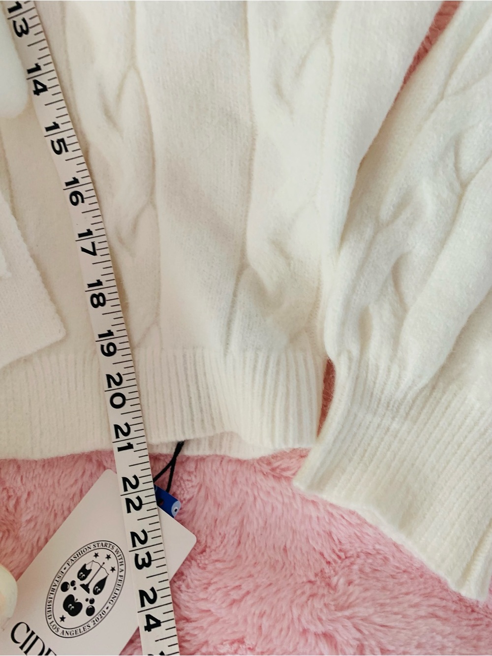 Cider Cable Knit  Bow Tie Front Cardigan Bunny Soft White XL Cozy Romantic - Picture 9 of 15